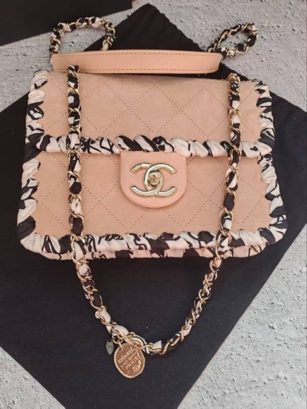 Chanel Suede Ribbon Mini Flap Bag Pink